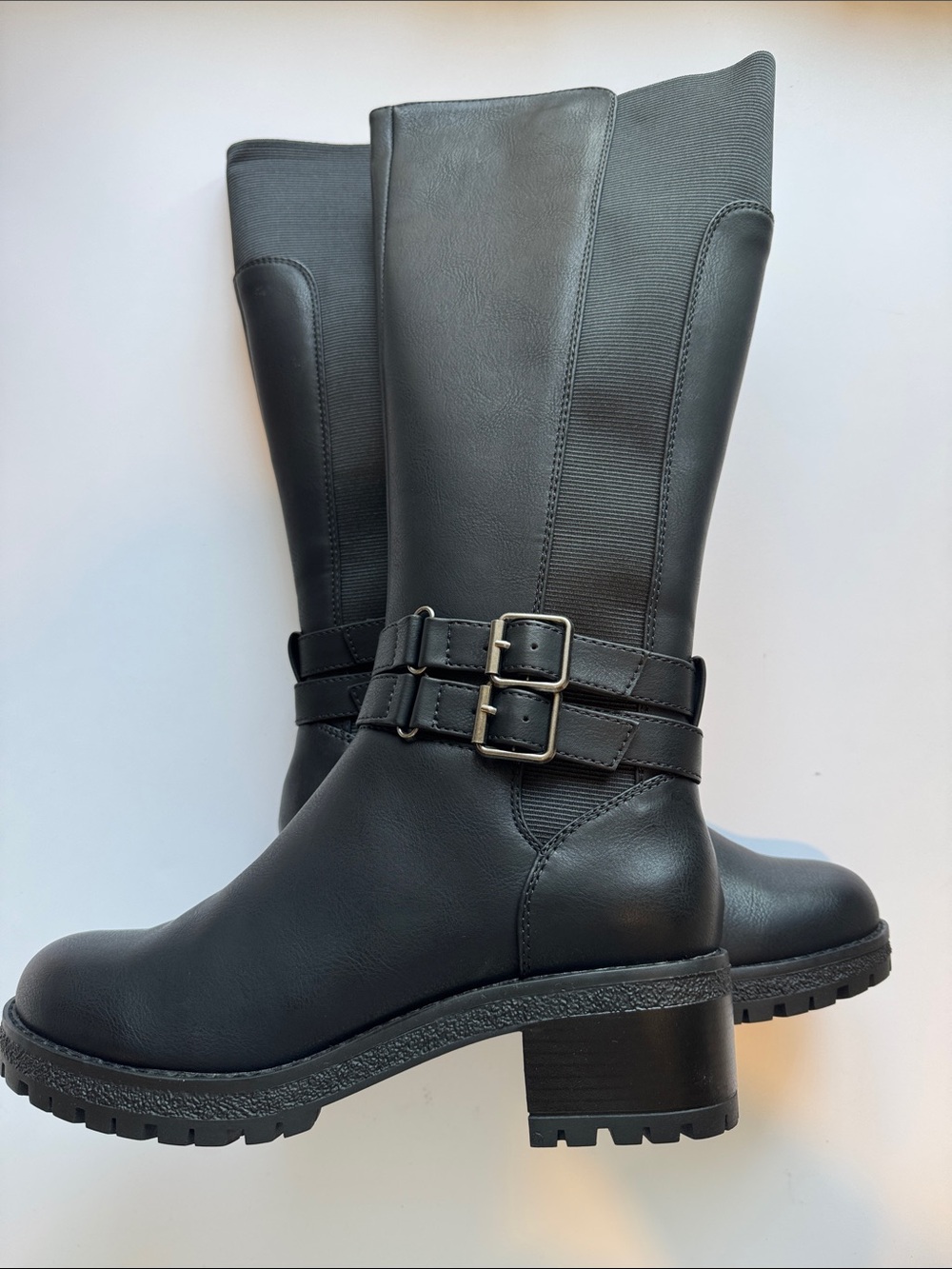 G.C. Shoes Women's Jonah Lug Sole Block Heel Knee High Boots